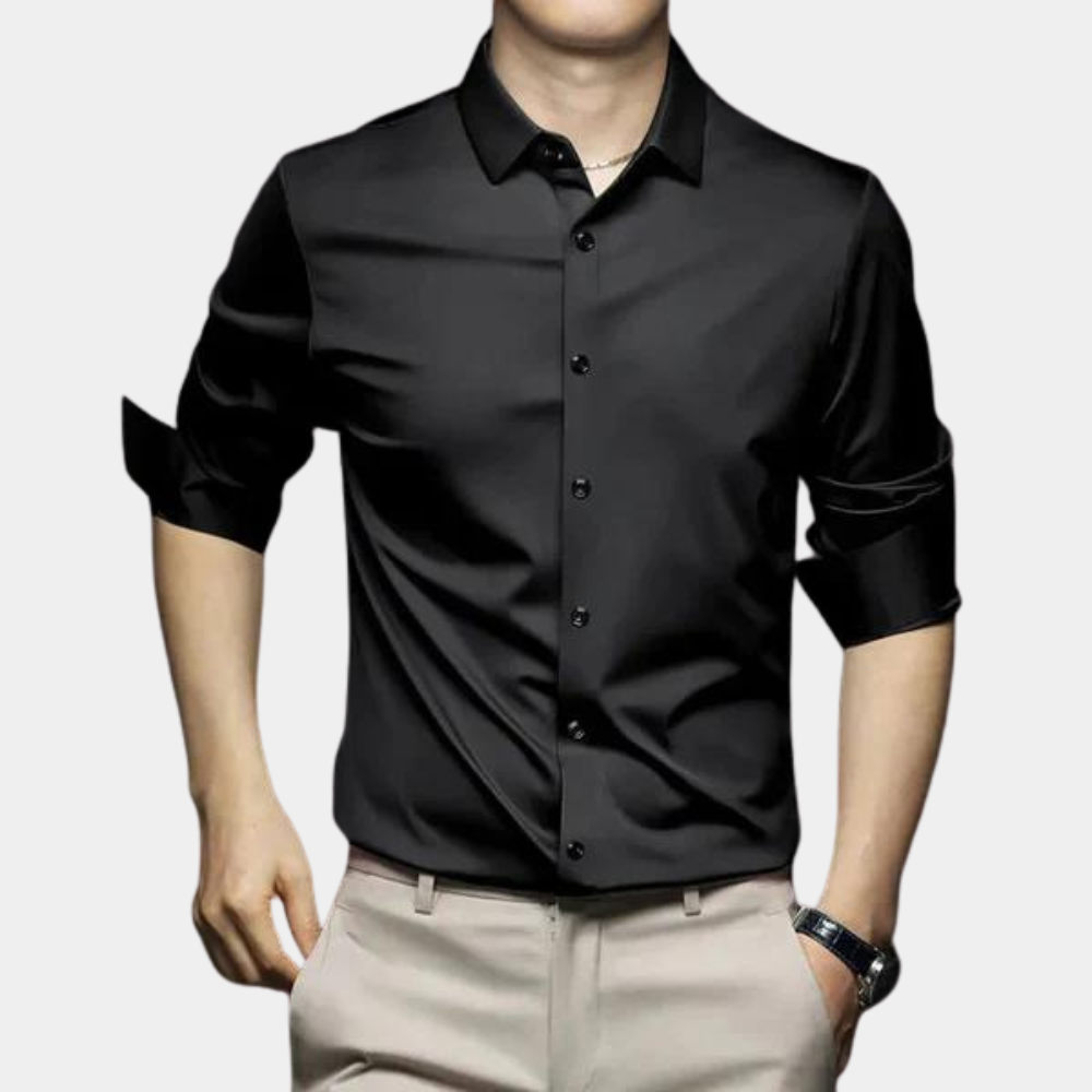 Wrinkle-free Timeless Men's Shirt - Mason-Black-S-The Livary