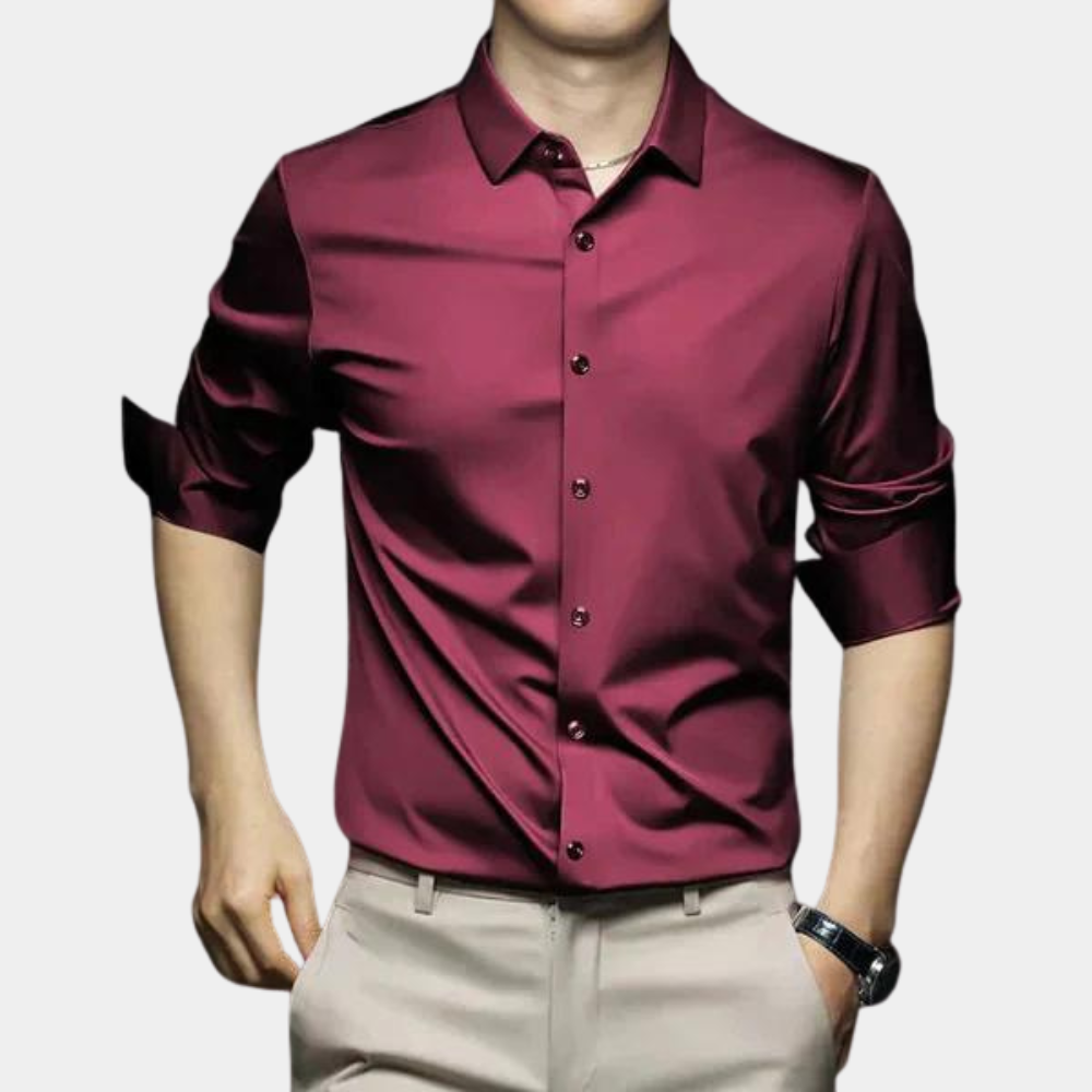 Wrinkle-free Timeless Men's Shirt - Mason-Red-S-The Livary
