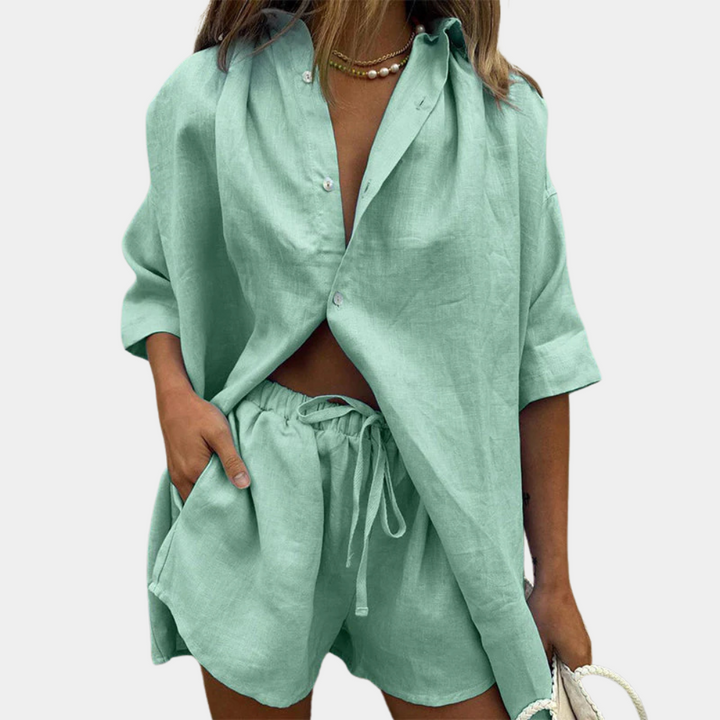 Casual 2-piece Summer Set for Women - Fiora-Green-XS-The Livary