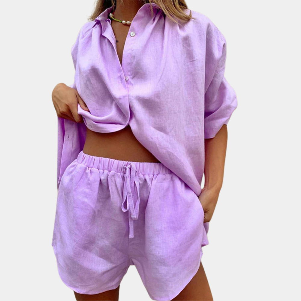 Casual 2-piece Summer Set for Women - Fiora-Purple-XS-The Livary