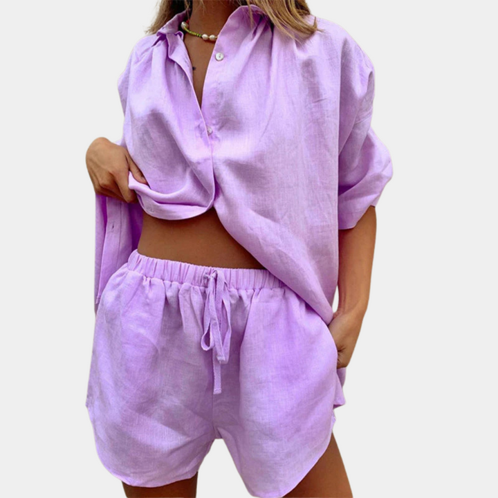 Casual 2-piece Summer Set for Women - Fiora-Purple-XS-The Livary