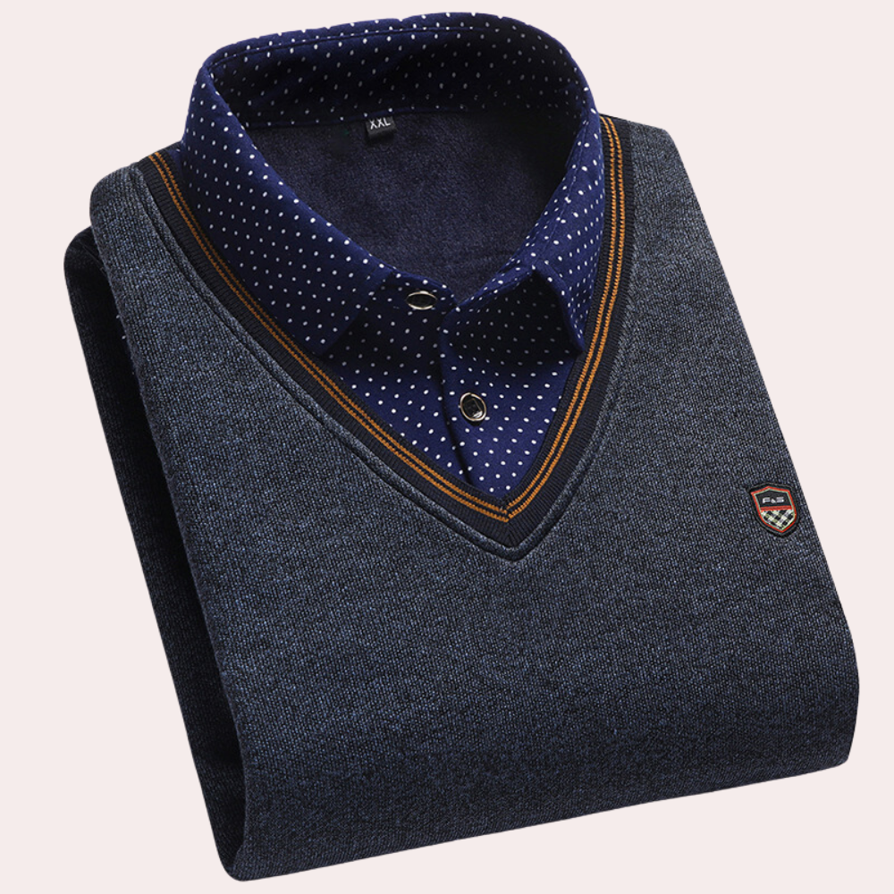 Sweater with Shirt Collar for Men - Victor-Dark grey-M-The Livary