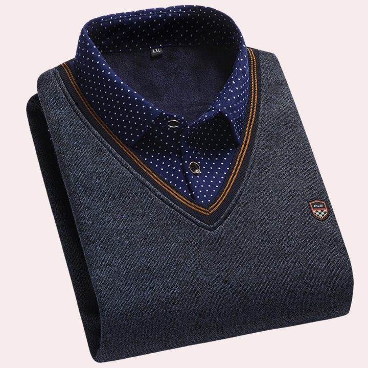 Sweater with Shirt Collar for Men - Victor-Dark grey-M-The Livary