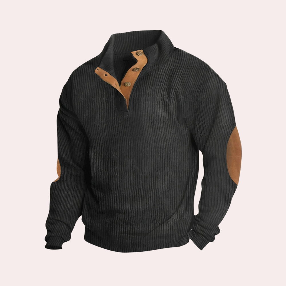 Comfortable Corduroy Sweater for Men - Milan-Black-S-The Livary