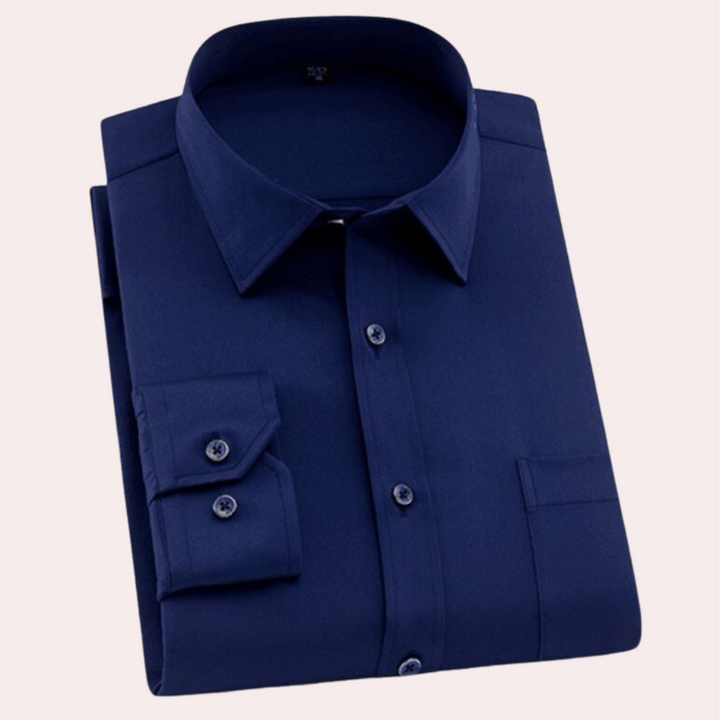 Wrinkle-Free Stretch Men's Shirt - Vince-Blue-S-The Livary