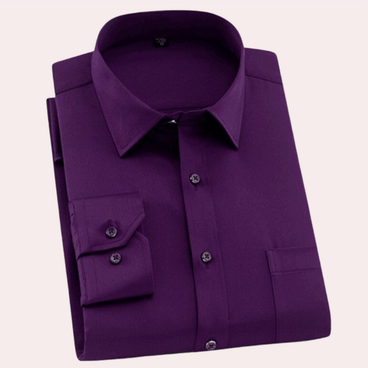 Wrinkle-Free Stretch Men's Shirt - Vince-Purple-S-The Livary
