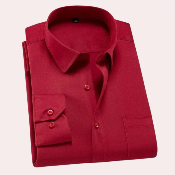 Wrinkle-Free Stretch Men's Shirt - Vince-Red-S-The Livary