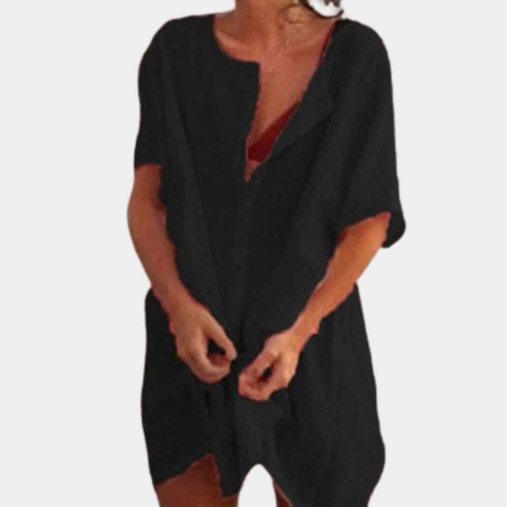 Kate - Comfortable Shirt Dress for Women-Black-S-The Livary