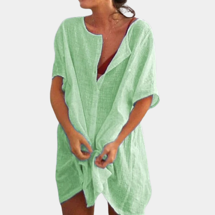Kate - Comfortable Shirt Dress for Women-Green-S-The Livary