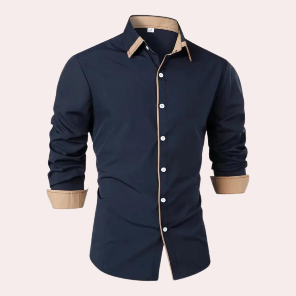 Casual Men's Dress Shirt for Warm Days - Luca-Dark blue-XS-The Livary
