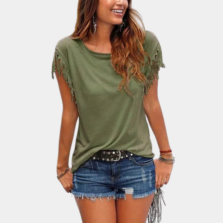 French summer T-shirt with a relaxed fit – Mila-Army green-S-The Livary