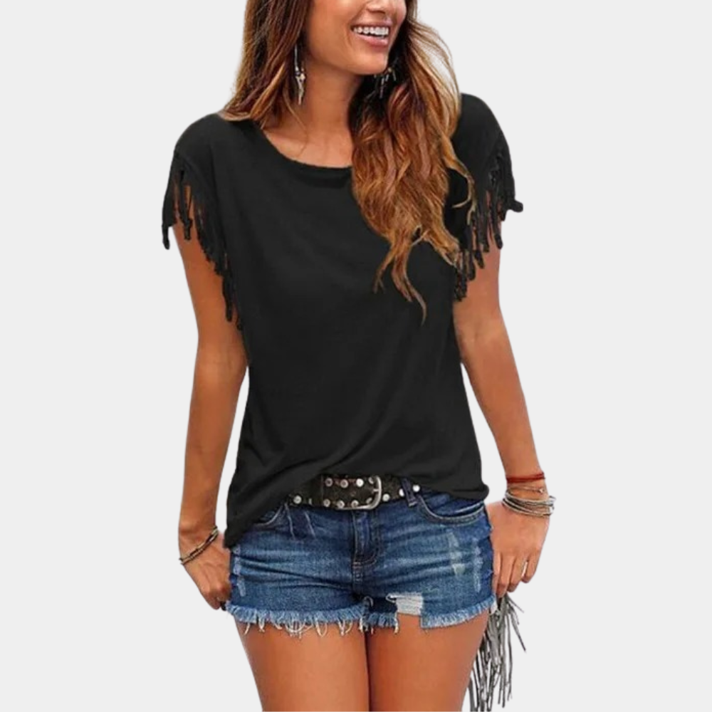 French summer T-shirt with a relaxed fit – Mila-Black-S-The Livary