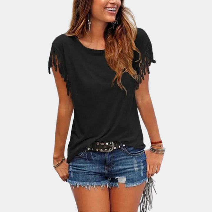 French summer T-shirt with a relaxed fit – Mila-Black-S-The Livary