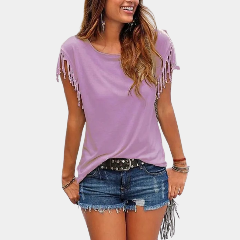 French summer T-shirt with a relaxed fit – Mila-Purple-S-The Livary