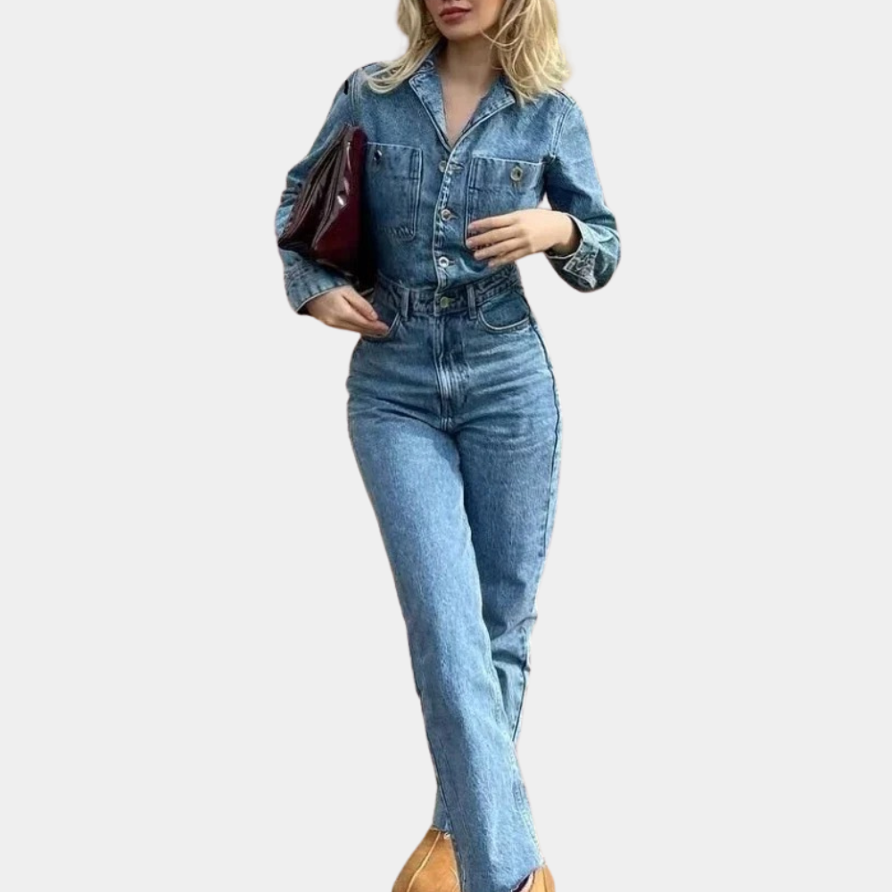 Stylish Denim Jumpsuit - Lyra-Blue-XS-The Livary