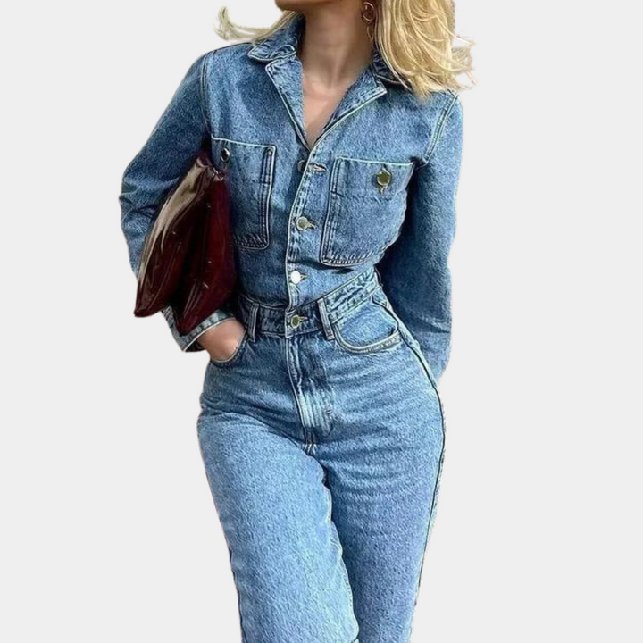 Stylish Denim Jumpsuit - Lyra-Blue-XS-The Livary