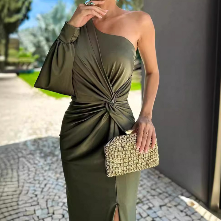 Trendy One-Shoulder Evening Dress - Luna-2XS-The Livary