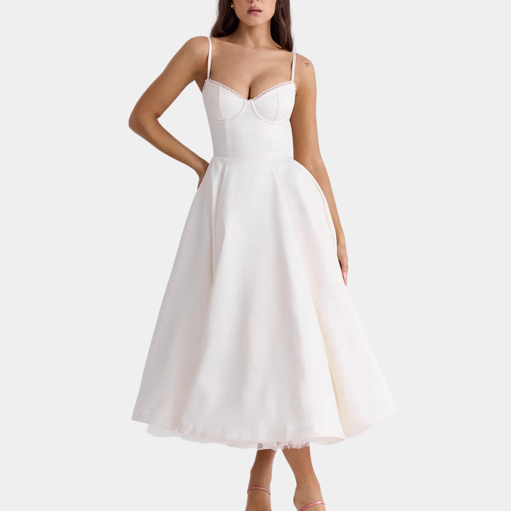 Fashionable Midi Dress - Elena-White-2XS-The Livary
