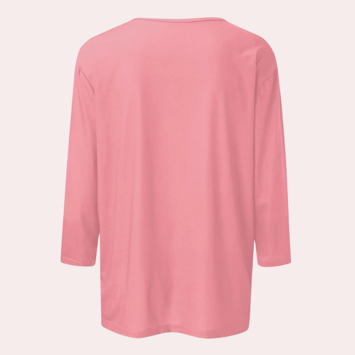 Trendy Ladies Shirt with Long Sleeves - Livia-Pink-S-The Livary