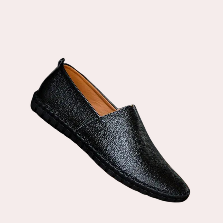 Comfortable Leather Slip-Ons for Men - Milan-Black-6.5-The Livary