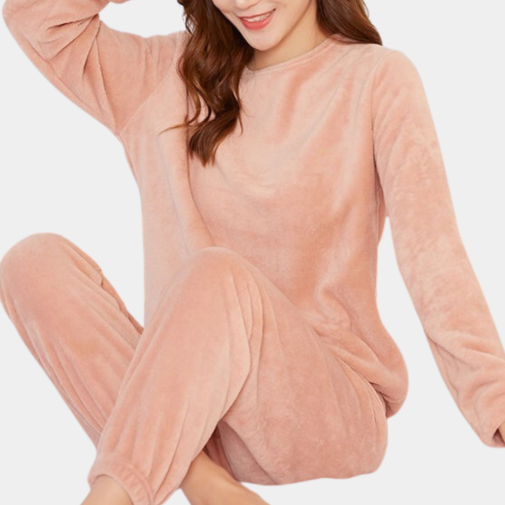 Warm Fleece Ladies Pyjama - Elina-Pink-M-The Livary