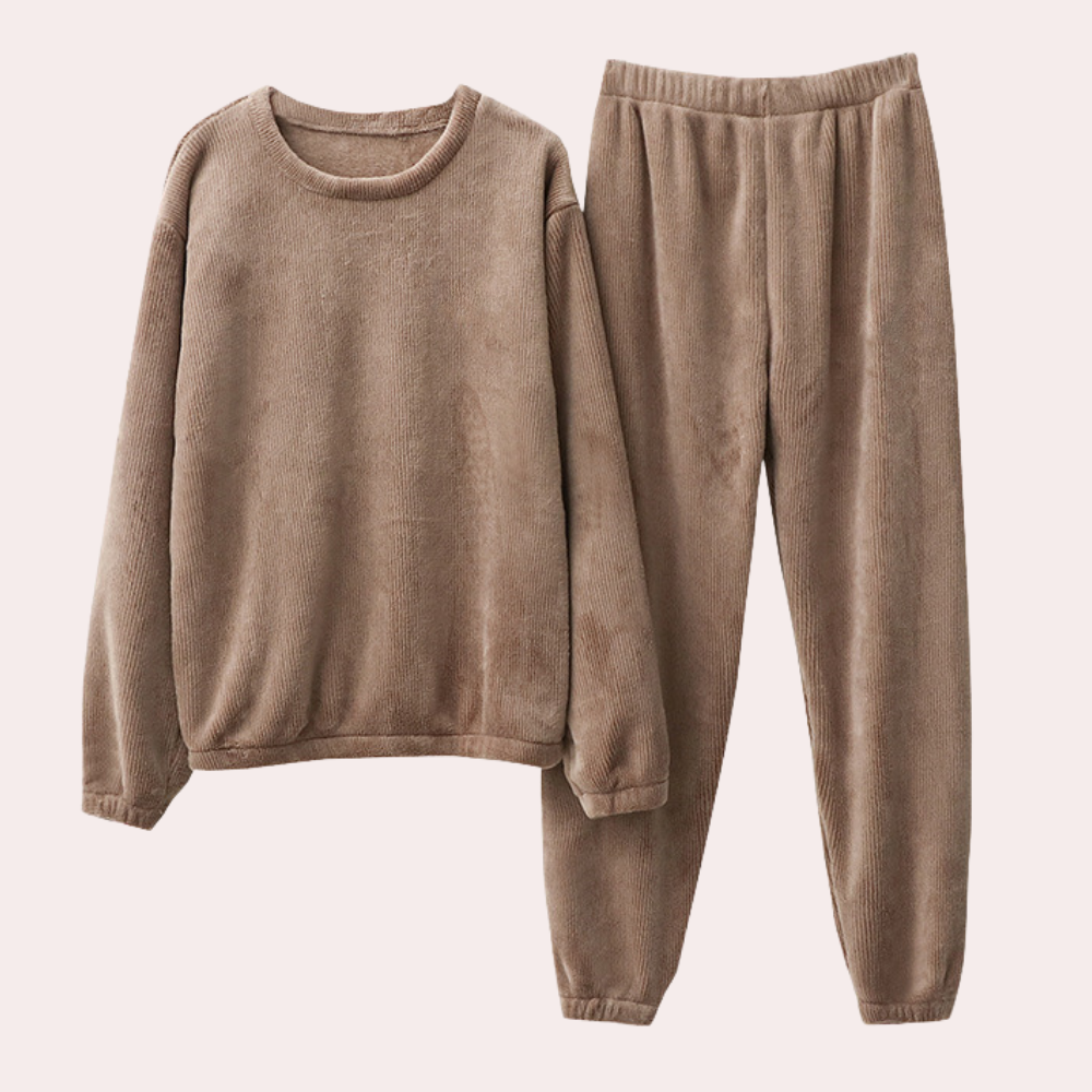 Warm Fleece Ladies Pyjama - Elina-Red-M-The Livary