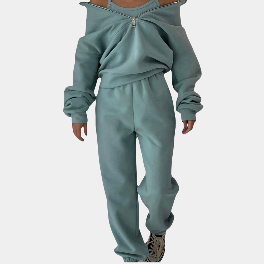 Casual Jogging Suit Set for Women - Riva-Green-S-The Livary