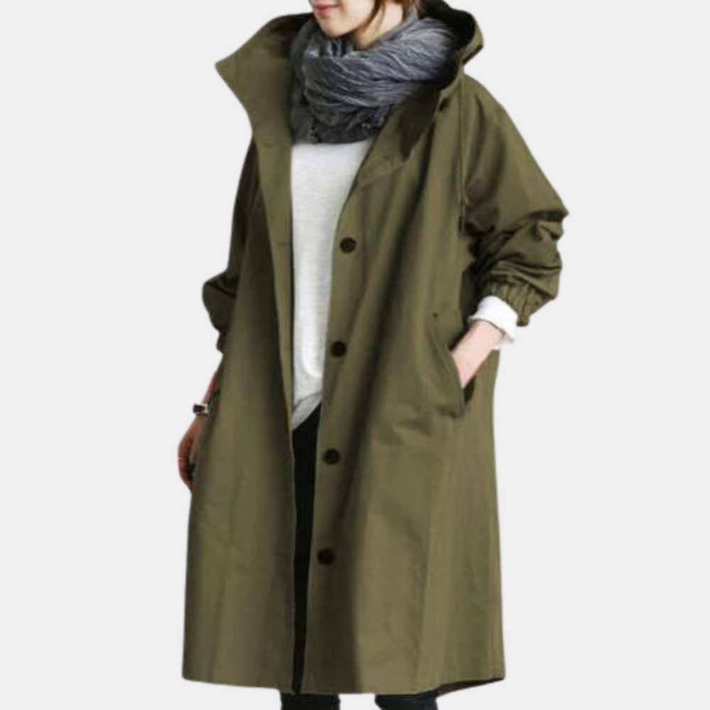 Trendy Long Ladies Jacket - Alessia-Olive green-XS-The Livary