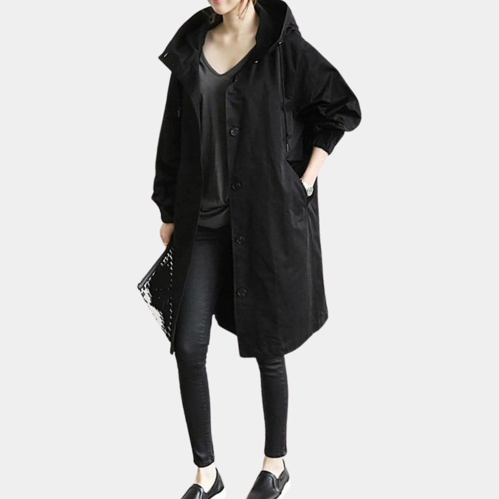 Trendy Long Ladies Jacket - Alessia-Black-XS-The Livary