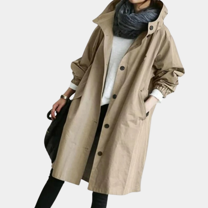Trendy Long Ladies Jacket - Alessia-Khaki-XS-The Livary