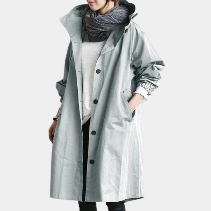 Trendy Long Ladies Jacket - Alessia-Light blue-XS-The Livary