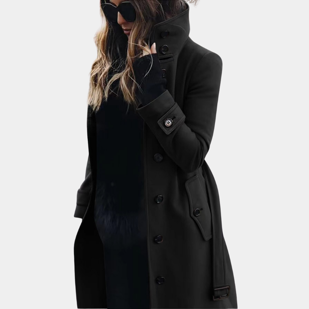Stylish Ladies Trench Coat - Vivienne-Black-XS-The Livary