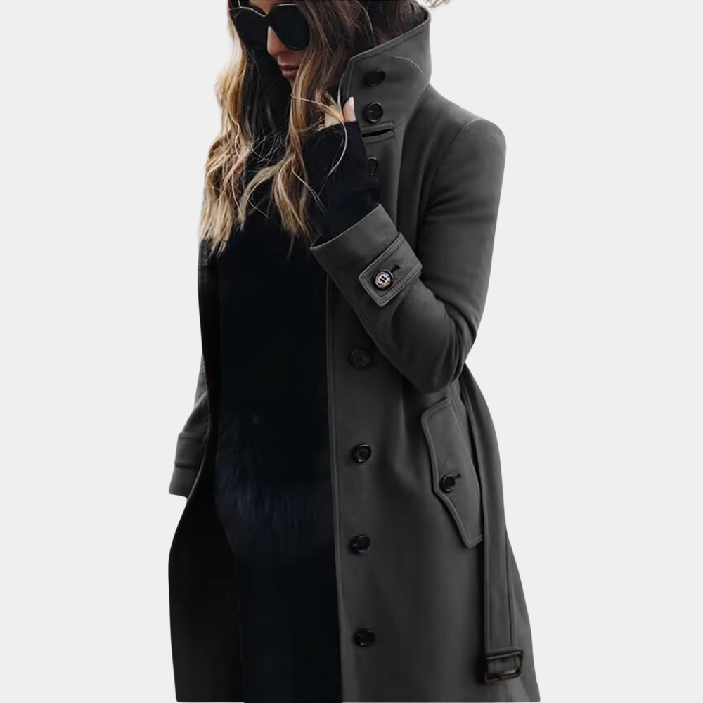 Stylish Ladies Trench Coat - Vivienne-Dark grey-XS-The Livary
