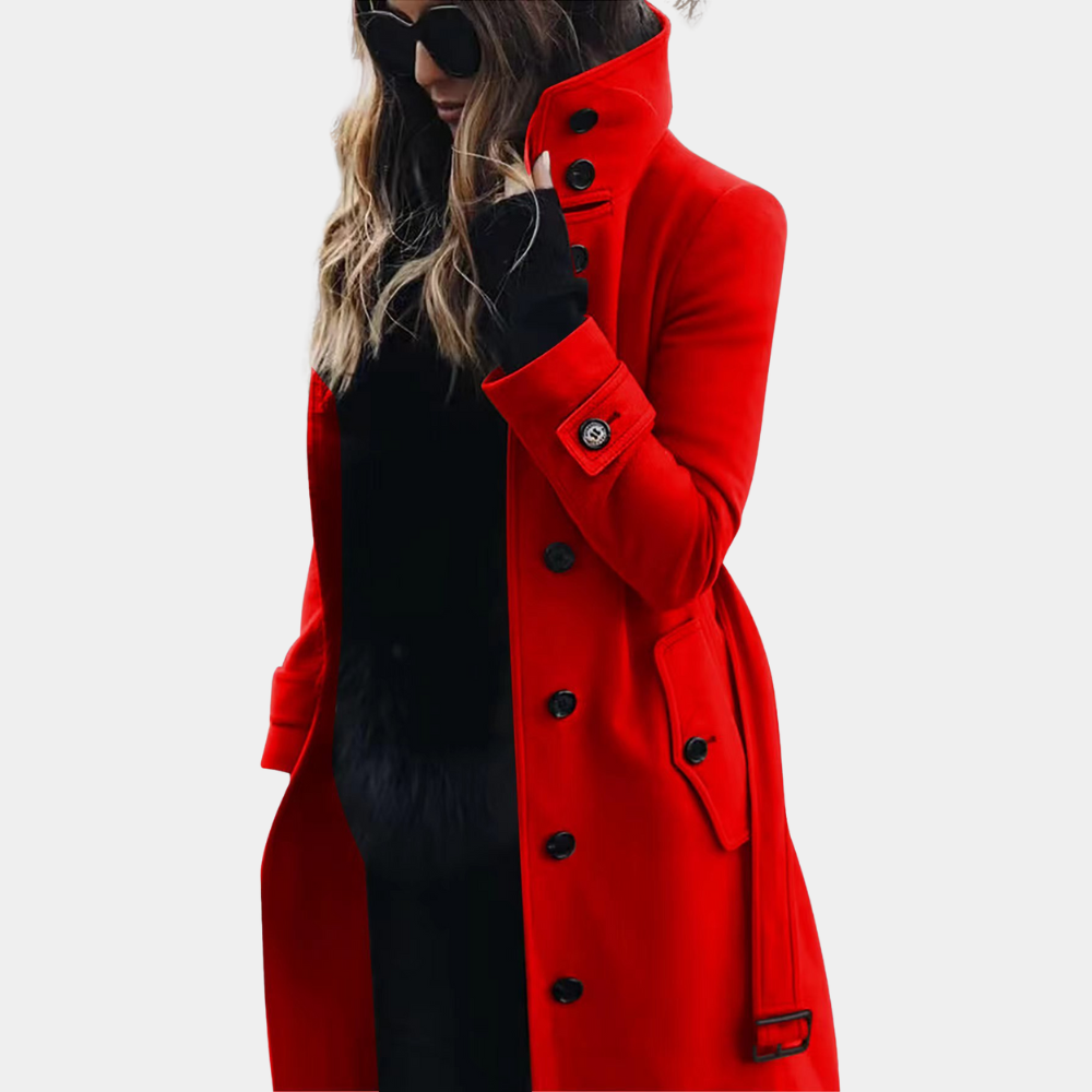 Stylish Ladies Trench Coat - Vivienne-Red-XS-The Livary