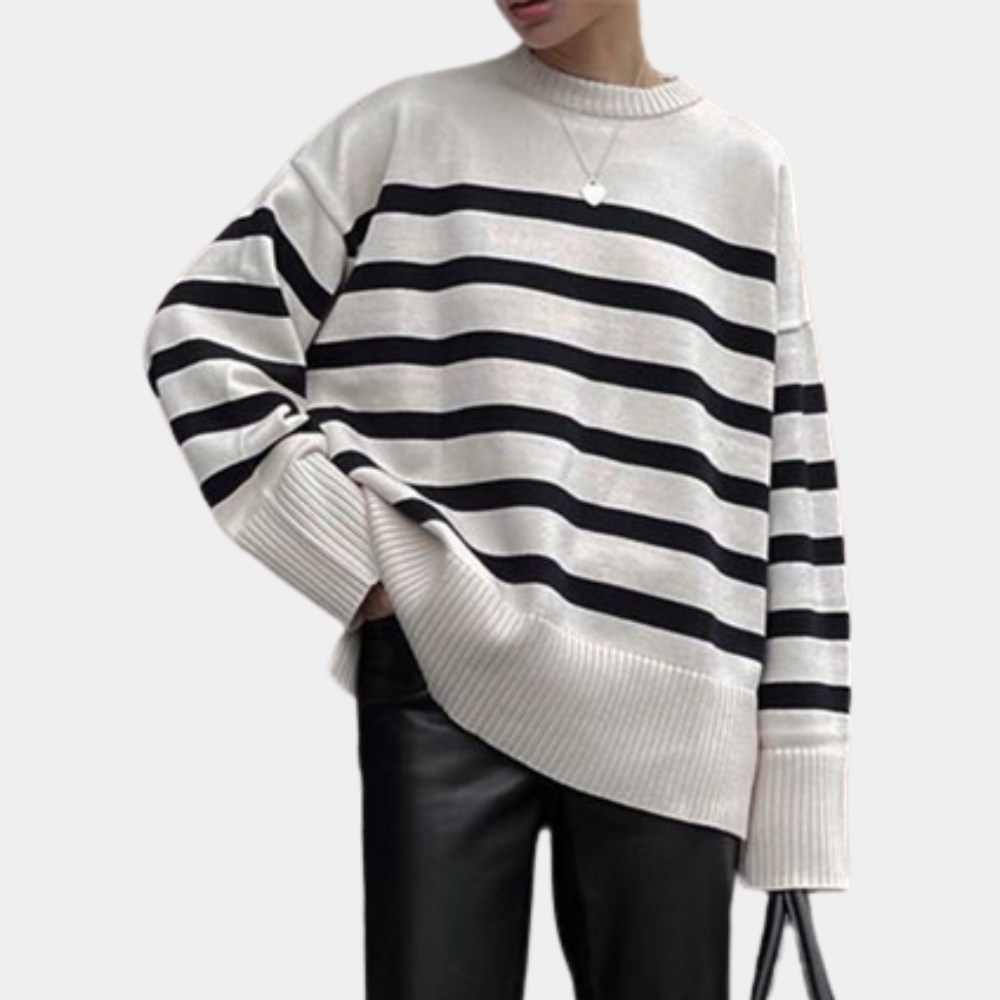 Trendy Oversized Striped Women's Sweater - Sophie-XS-The Livary