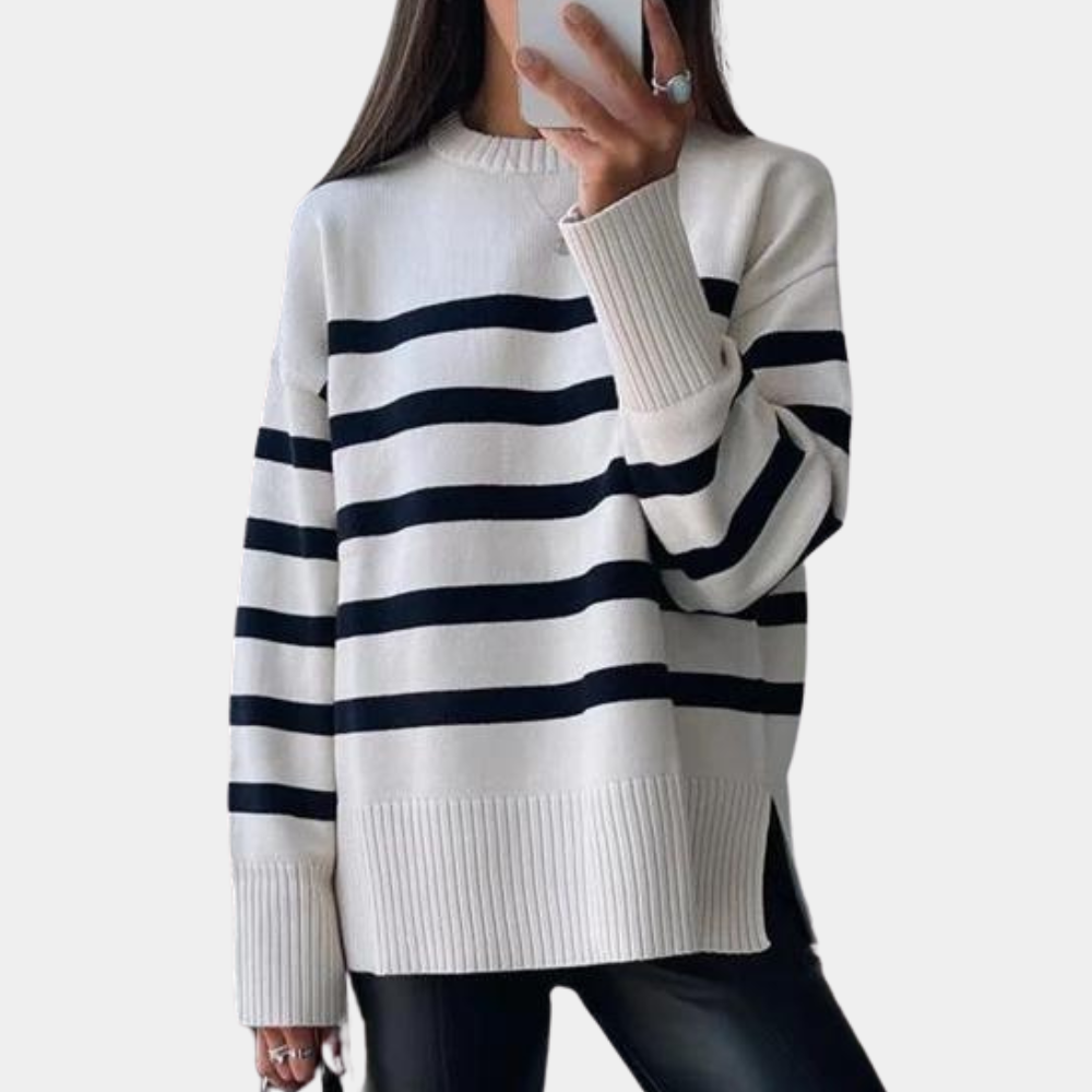 Trendy Oversized Striped Women's Sweater - Sophie-XS-The Livary