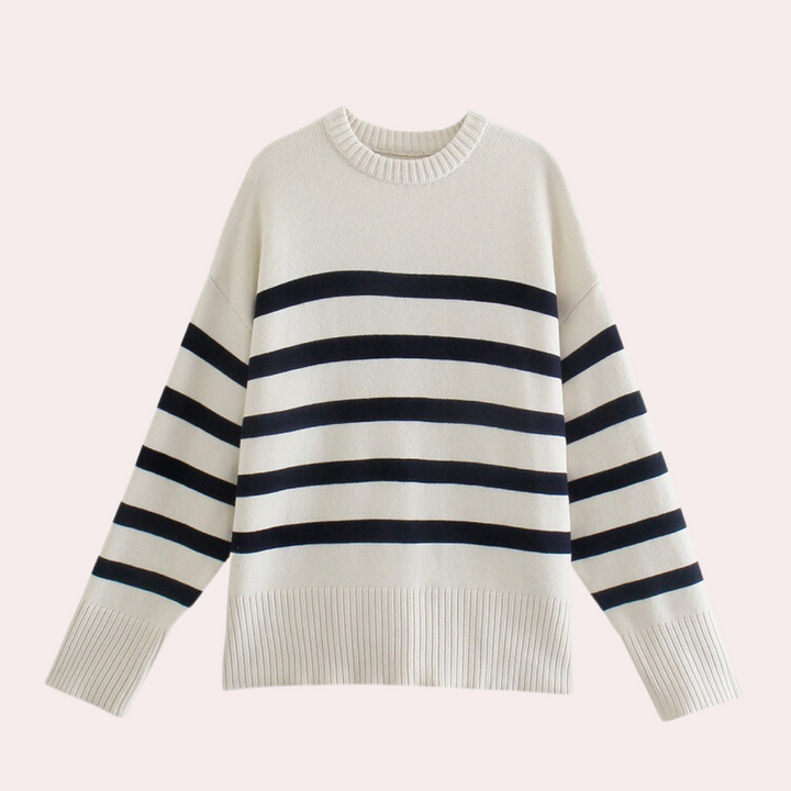 Trendy Oversized Striped Women's Sweater - Sophie-XS-The Livary