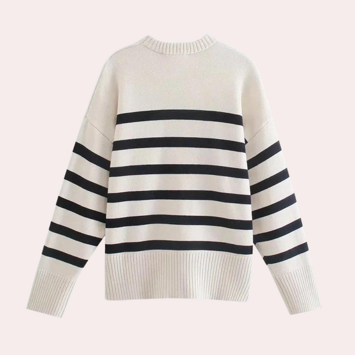 Trendy Oversized Striped Women's Sweater - Sophie-XS-The Livary