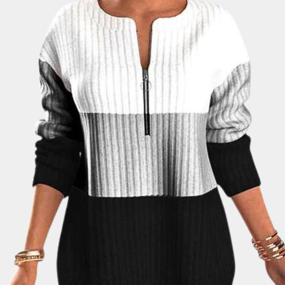Warm Ladies' Jumper with Zip - Lina-Black-XS-The Livary
