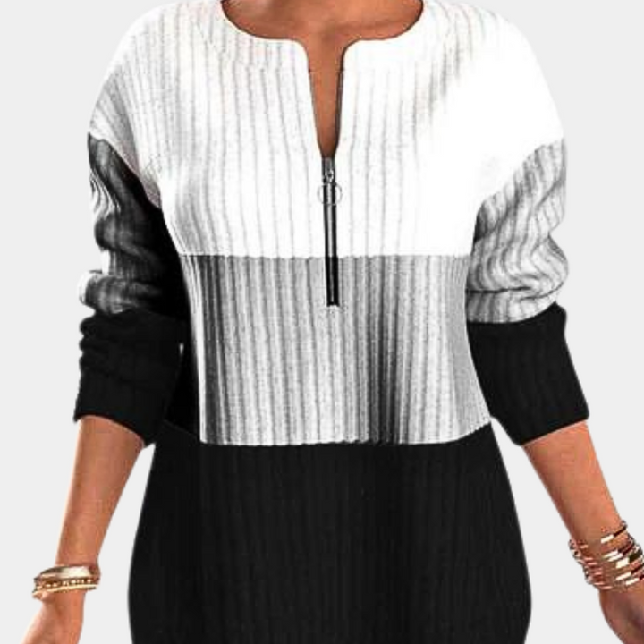 Warm Ladies' Jumper with Zip - Lina-Black-XS-The Livary