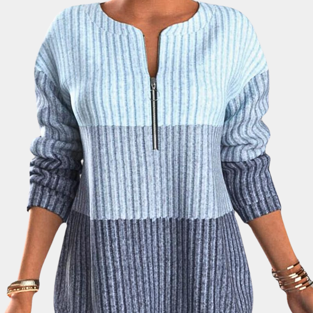 Warm Ladies' Jumper with Zip - Lina-Blue-XS-The Livary