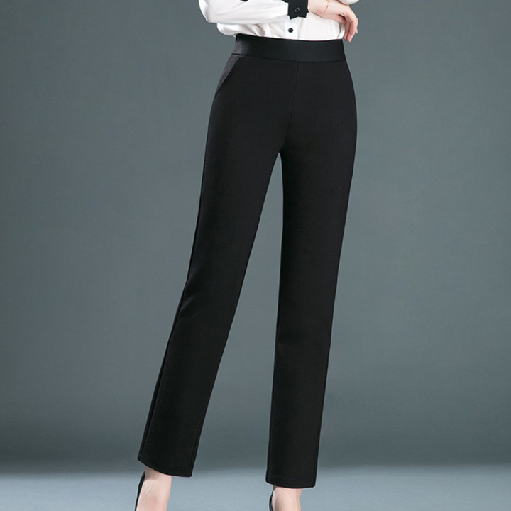 Straight Ladies' Trousers with Timeless Design - Celeste-Black-XS-The Livary