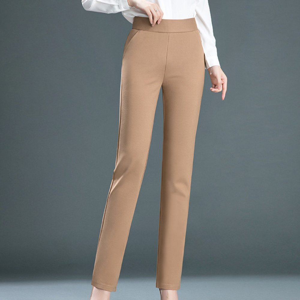 Straight Ladies' Trousers with Timeless Design - Celeste-Brown-XS-The Livary
