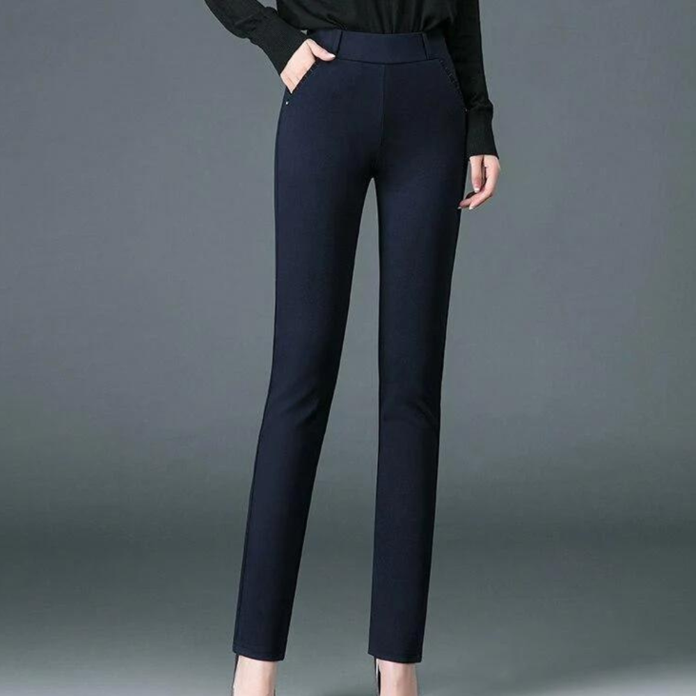 Straight Ladies' Trousers with Timeless Design - Celeste-Dark blue-XS-The Livary
