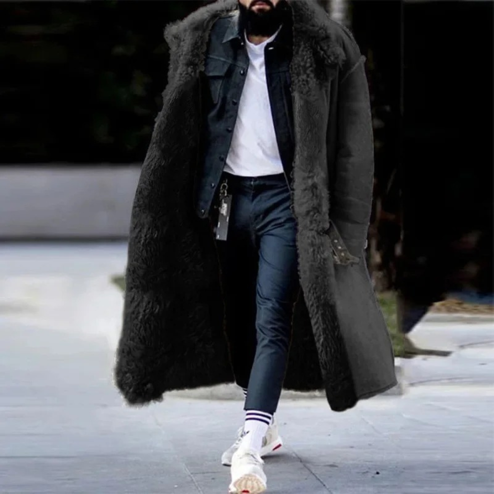 Trendy Long Warm Winter Coat for Men - Matteo-Black-S-The Livary