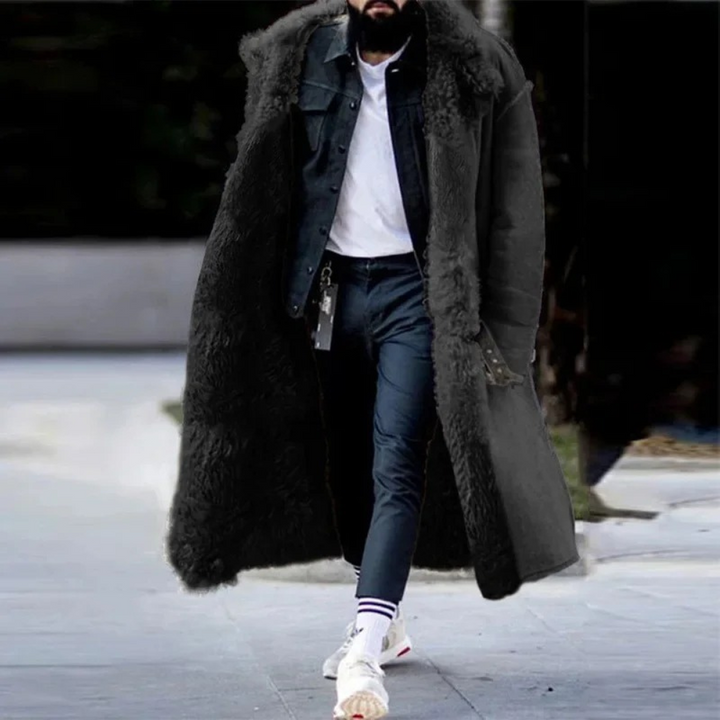 Trendy Long Warm Winter Coat for Men - Matteo-Black-S-The Livary