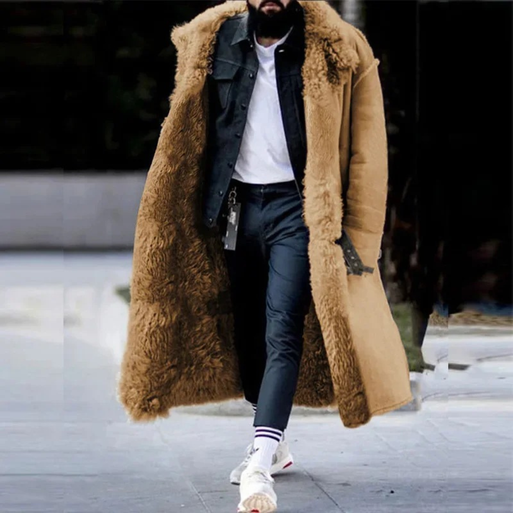 Trendy Long Warm Winter Coat for Men - Matteo-Brown-S-The Livary