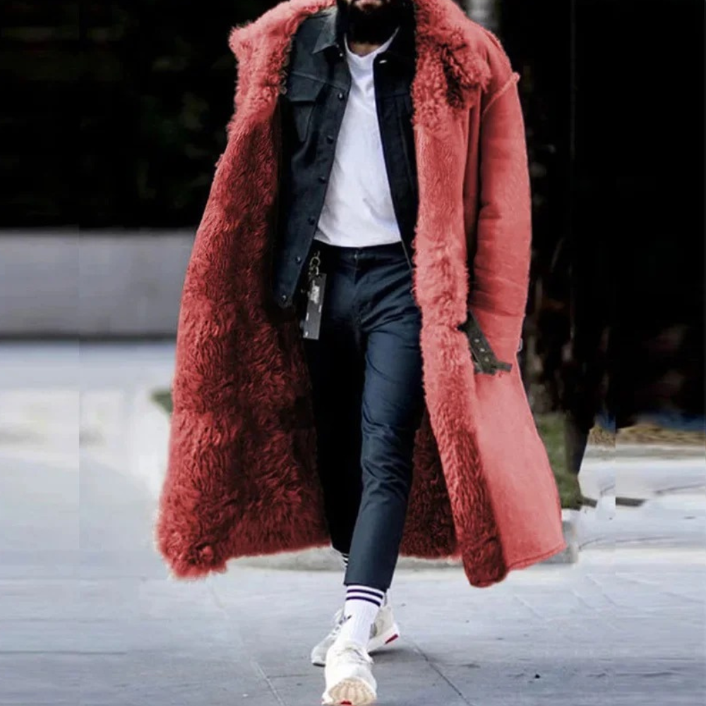 Trendy Long Warm Winter Coat for Men - Matteo-Red-S-The Livary