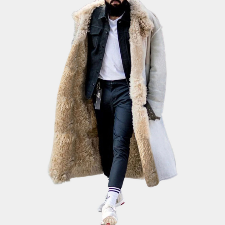 Trendy Long Warm Winter Coat for Men - Matteo-Blue-S-The Livary