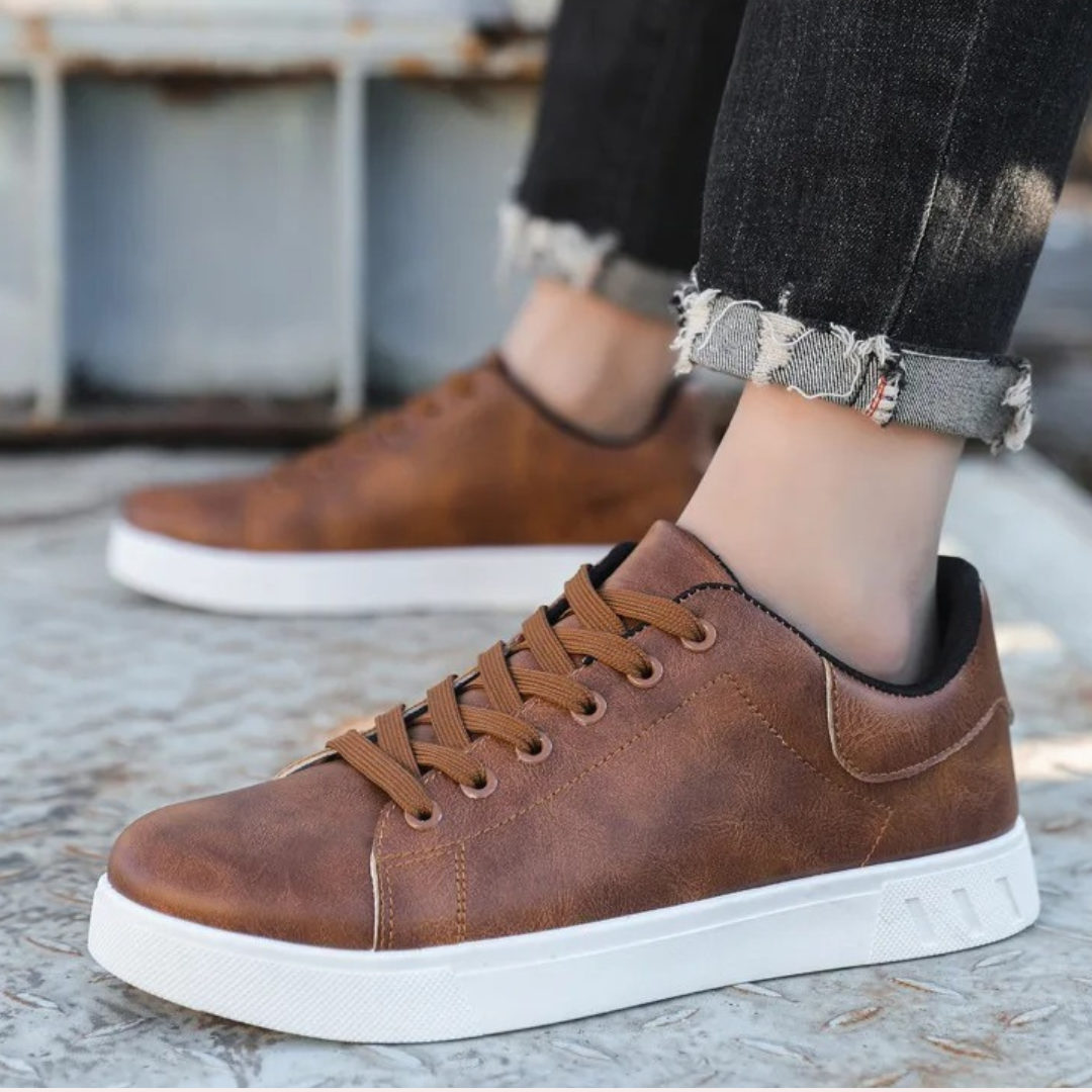 Stylish Leather Men's Shoes - Matteo-Dark brown-6-The Livary